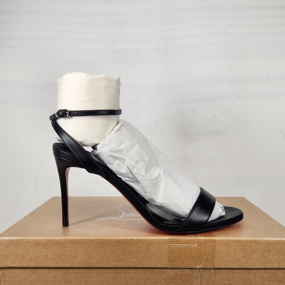 Christian Louboutin Loubigirl 85 Sandal Women Size 38.5 Black Nappa Leather Heel